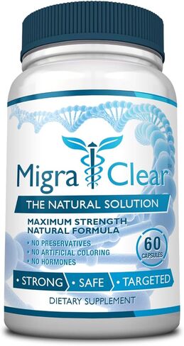 All Natural Migraine Support - Magnesium, Ginkgo Biloba, Ginger, White Willow, Feverfew - 60 Capsules - 1 Bottle in Kuwait