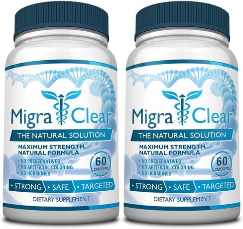 All Natural Migraine Support - Magnesium, Ginkgo Biloba, Ginger, White Willow, Feverfew - 60 Capsules - 1 Bottle in Kuwait