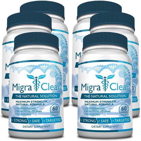 All Natural Migraine Support - Magnesium, Ginkgo Biloba, Ginger, White Willow, Feverfew - 60 Capsules - 1 Bottle in Kuwait