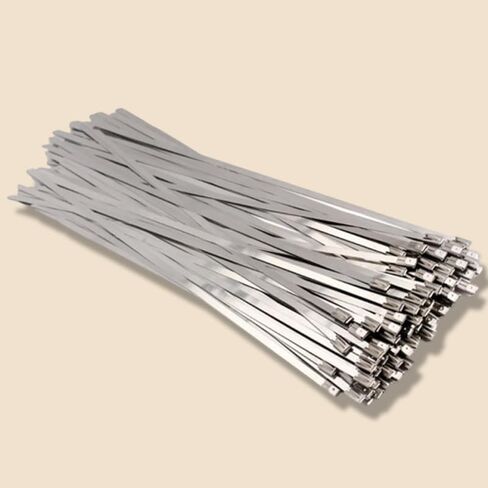 20pcs حزام كابل من الفولاذ المقاوم للصدأ من الفولاذ المقاوم للصدأ حزام لربط العادم لالتفاف متعددة الأغراض خاتم القفل الذاتي للخدمة ، والفضة ، 150 ملم in Saudi Arabia