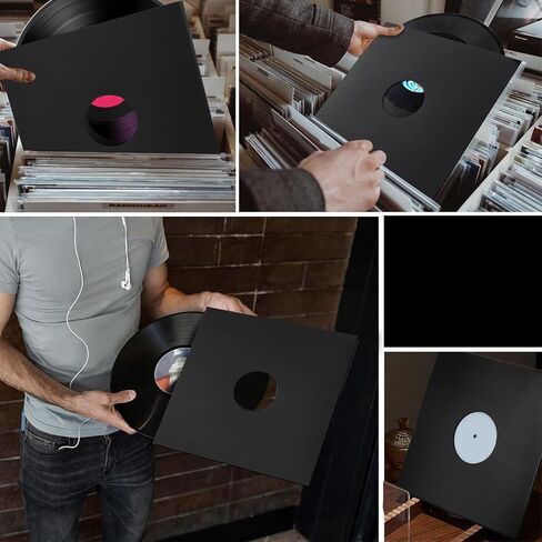 20pcs سجل Kraft Paper Jackets Matte Black Guard يحمي السجلات الأوساخ الغبار لـ LPS in Saudi Arabia