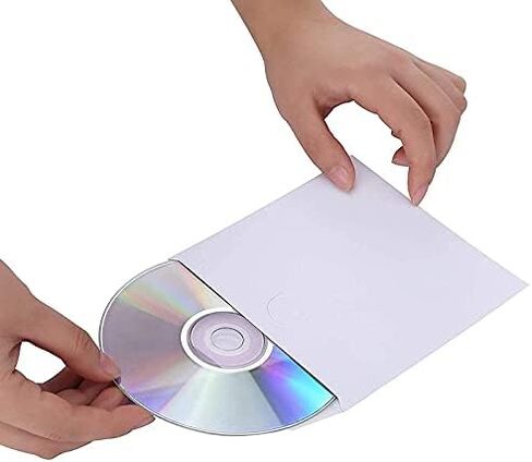 الأكمام CD DVD ، DVD CD Paper Paper Paper Sleeves Base مع نافذة صافية إغلاق رفرف أبيض ، حزمة 100 in Saudi Arabia