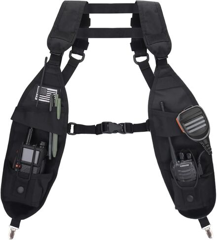 Radio Chest Harness Double Radio Shoulder Holster Chest Harness Vest Rig Strap Two Way Raido for Baofeng UV-5R AR-152 5RM BF-F8HP PRO K5PLUS UV32 DM 32 Walkie Talkie Rescue Essentials in Kuwait
