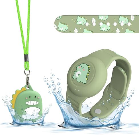 2Pack for Air Tag Bracelet & Airtag Necklace, Cute Wristband Air tag Holder Kids Hidden Soft Silicone AirTag Accessories Compatible with Apple AirTag for Child, Waterproof, Adjustable (Cow+Unicorn) in Kuwait