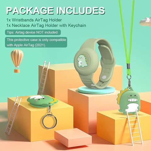 2Pack for Air Tag Bracelet & Airtag Necklace, Cute Wristband Air tag Holder Kids Hidden Soft Silicone AirTag Accessories Compatible with Apple AirTag for Child, Waterproof, Adjustable (Cow+Unicorn) in Kuwait