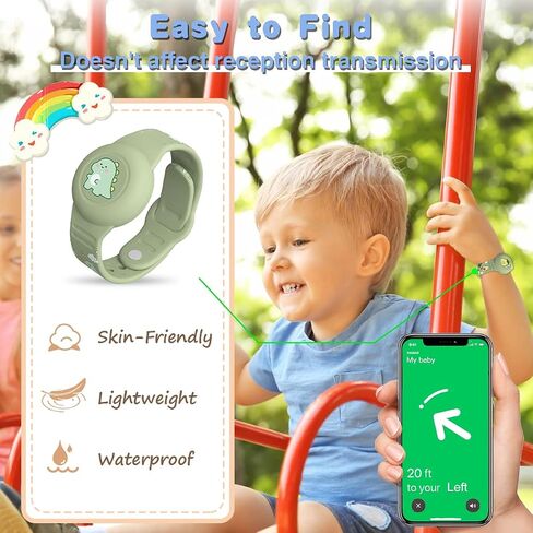2Pack for Air Tag Bracelet & Airtag Necklace, Cute Wristband Air tag Holder Kids Hidden Soft Silicone AirTag Accessories Compatible with Apple AirTag for Child, Waterproof, Adjustable (Cow+Unicorn) in Kuwait