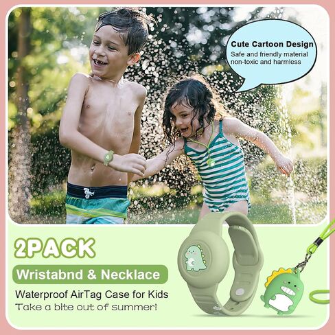 2Pack for Air Tag Bracelet & Airtag Necklace, Cute Wristband Air tag Holder Kids Hidden Soft Silicone AirTag Accessories Compatible with Apple AirTag for Child, Waterproof, Adjustable (Cow+Unicorn) in Kuwait