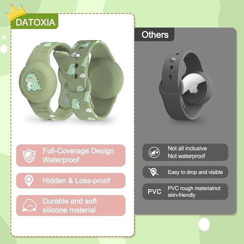 2Pack for Air Tag Bracelet & Airtag Necklace, Cute Wristband Air tag Holder Kids Hidden Soft Silicone AirTag Accessories Compatible with Apple AirTag for Child, Waterproof, Adjustable (Cow+Unicorn) in Kuwait