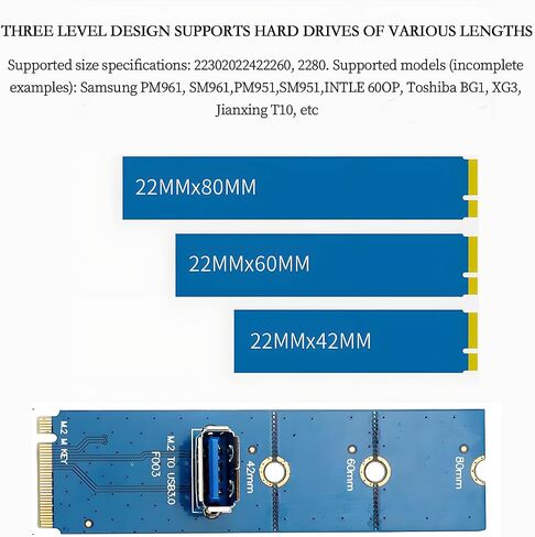 M.2 NGFF M-Key to USB3.0 Expansion Card 6Gb/s for Desktops 2230 2242 2260 2280 SSD in Saudi Arabia