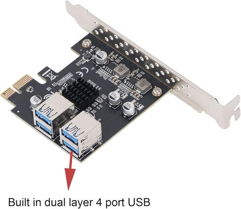 DENASH PCI E 1X إلى 4 USB 3.0 SLOT ADAPTER مع 4 منافذ لوحة محول PCIE RISER ، بطاقة توسيع 5GBPS PCI E للفوز ، الأنظمة in Kuwait