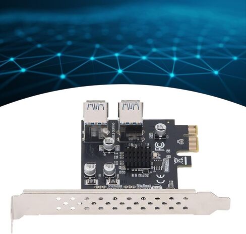 DENASH PCI E 1X إلى 4 USB 3.0 SLOT ADAPTER مع 4 منافذ لوحة محول PCIE RISER ، بطاقة توسيع 5GBPS PCI E للفوز ، الأنظمة in Kuwait