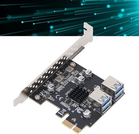 DENASH PCI E 1X إلى 4 USB 3.0 SLOT ADAPTER مع 4 منافذ لوحة محول PCIE RISER ، بطاقة توسيع 5GBPS PCI E للفوز ، الأنظمة in Kuwait