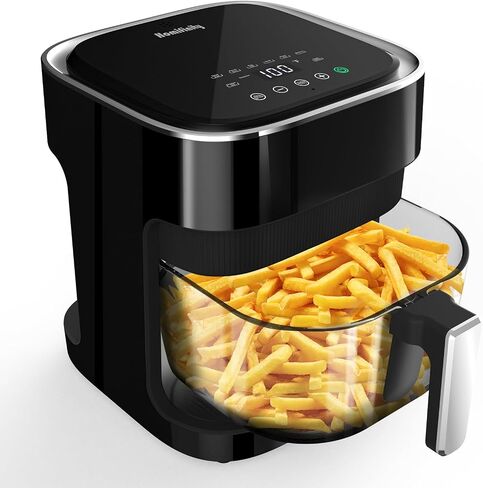 4.5 Quart Air Fryer 8-in-1 Preset Cook Oper ، وعاء من الزجاج الشفاف لأفضل نتائج الطهي ، والتحكم الدقيق في درجة الحرارة ووقت ، أسود in Saudi Arabia