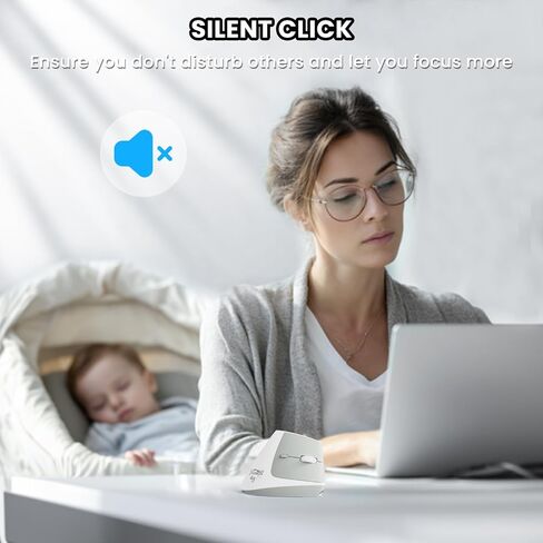 A.Jazz I300 Bluetooth و 2.4g الماوس اللاسلكي القابل لإعادة الشحن ، التصميم الرأسي المريح الفئران البصرية الماوس ، 800/1200/1600 نقطة في البوصة ، نقرات هادئة ، 84 جرام خفيفة الوزن للكمبيوتر المحمول ، سطح المكتب ، الكمبيوتر الشخصي ، Macbook (أسود) in Kuwait