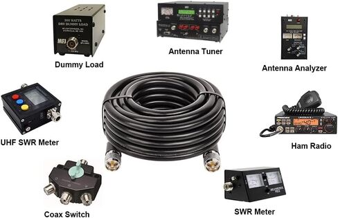 XRDS -RF CB Coax Cable 20ft ، KMR 400 UHF PL-259 UHF Coax Cable LOD 50 OHM لراديو HAM CB ، الهواة ، راديو HAM ، راديو في اتجاهين ، متر SWR in Kuwait