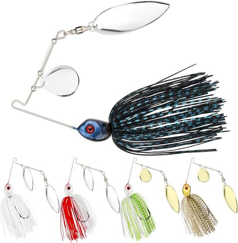 Double Blade Spinnerbaits，5 Pcs Fishing Lures Spinnerbait Kit Buzzbait Spinner Baits - Hard Metal Multicolor Spinnerbaits for Bass, Pike, Trout, Salmon Fishing in Saudi Arabia