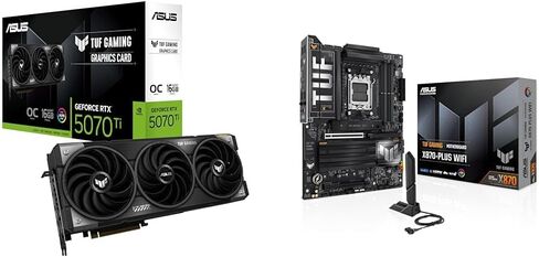 Bundle of ASUS TUF Gaming GeForce RTX 5070 Ti 16GB GDDR7 OC Edition Gaming Graphics Card + ASUS TUF Gaming X870-PLUS WiFi AMD AM5 X870 ATX Motherboard, DDR5, PCIe 5.0 Ready, Four M.2 Slots, Wi-Fi 7 in Saudi Arabia