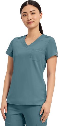 Med Couture Touch Women’s Chest Pocket Tuck in Top , size medium color Caribbean in Saudi Arabia
