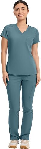 Med Couture Touch Women’s Chest Pocket Tuck in Top , size medium color Caribbean in Saudi Arabia