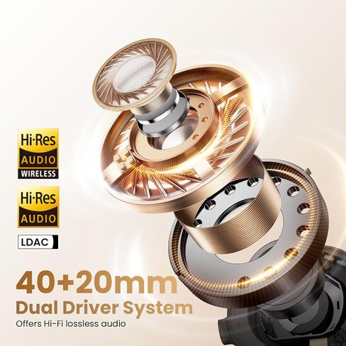 HAYLOU S40 Noise Cancelling Headphones Over Ear, 50dB Hybrid ANC with Multiple Modes, LDAC Hi-Res Wireless Audio, 90H Playtime, Custom EQ via App, Bluetooth 6.0 Multipoint Connect, 5 HD Mics Call in Saudi Arabia