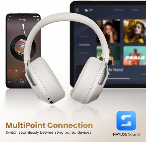 HAYLOU S40 Noise Cancelling Headphones Over Ear, 50dB Hybrid ANC with Multiple Modes, LDAC Hi-Res Wireless Audio, 90H Playtime, Custom EQ via App, Bluetooth 6.0 Multipoint Connect, 5 HD Mics Call in Saudi Arabia