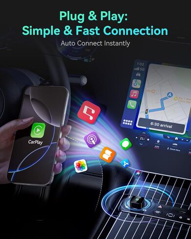 إصدار CarPlay Wireless 2025 إصدار 2-in-1 اتصال 5.8 جيجا هرتز ، المكونات والتشغيل عبر USB/USB-C ، Connect Auto ، ملحق السيارة المدمجة (النمط 1) in Saudi Arabia