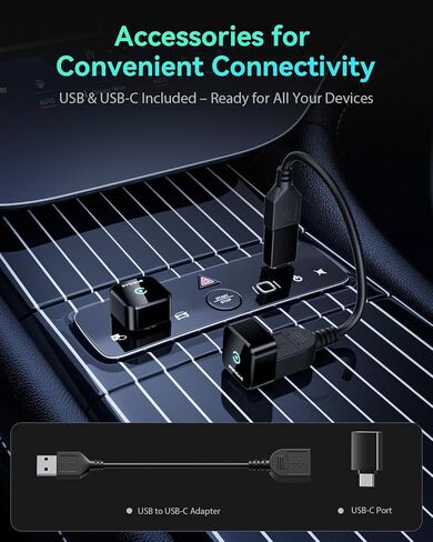إصدار CarPlay Wireless 2025 إصدار 2-in-1 اتصال 5.8 جيجا هرتز ، المكونات والتشغيل عبر USB/USB-C ، Connect Auto ، ملحق السيارة المدمجة (النمط 1) in Saudi Arabia