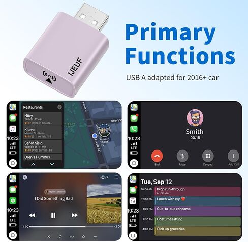 Wireless CarPlay Adapter for Apple iPhone 2025 Upgraded,Ultra-Low Lag,Stable Connection,Mini Car Play Wireless Adapter for Cars with Built-in Wired CarPlay for iPhone iOS 10+,USB A Purple in Kuwait
