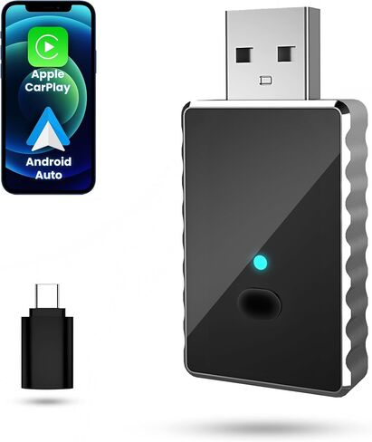 Wireless Apple CarPlay for iPhone & Android Auto Adapter for Android | 2-in-1 | Instantly Converts Wired to Wireless | Plug & Play | No Latency | Mini Size | USB Type-A & USB-C Extension in Saudi Arabia