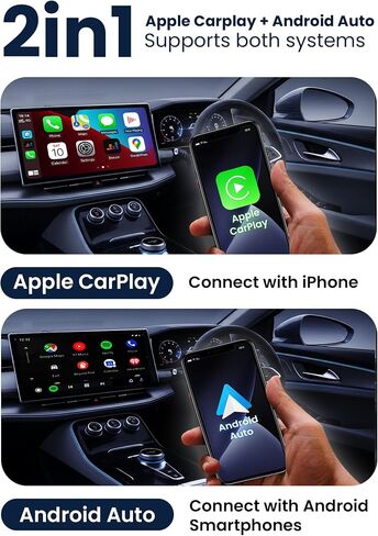 Wireless Apple CarPlay for iPhone & Android Auto Adapter for Android | 2-in-1 | Instantly Converts Wired to Wireless | Plug & Play | No Latency | Mini Size | USB Type-A & USB-C Extension in Saudi Arabia