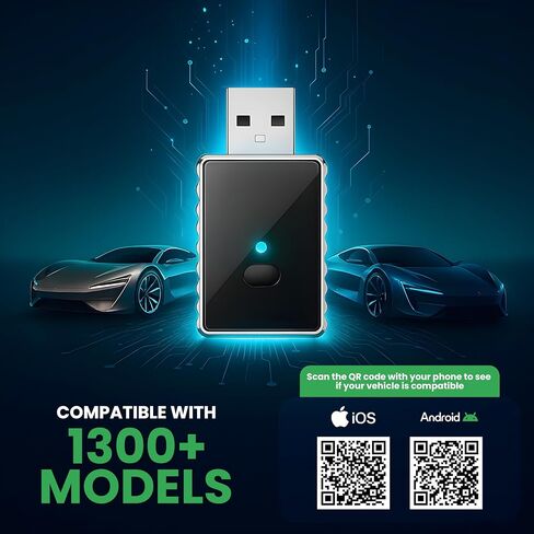 Wireless Apple CarPlay for iPhone & Android Auto Adapter for Android | 2-in-1 | Instantly Converts Wired to Wireless | Plug & Play | No Latency | Mini Size | USB Type-A & USB-C Extension in Saudi Arabia