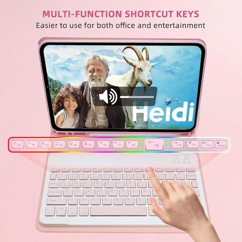 Keyboard Case for iPad 9.7 (6th Gen 2018 / 5th Gen 2017) / Pro 9.7 inch (2016) - 7 Colors Backlit Keyboard Cover and Mouse (Light Purple) in Saudi Arabia
