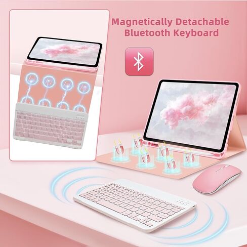 Keyboard Case for iPad 9.7 (6th Gen 2018 / 5th Gen 2017) / Pro 9.7 inch (2016) - 7 Colors Backlit Keyboard Cover and Mouse (Light Purple) in Saudi Arabia