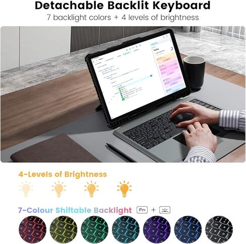 Nillkin for Samsung Galaxy Tab S9+ Plus Detachable Keyboard Case with 7 Backlit, Kickstand, Trackpad, S Pen Holder, for Samsung Tablet S10 Plus Keyboard (for Galaxy Tab S10 Plus - 12.4 inch) in Saudi Arabia