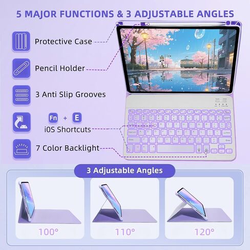 حالة لوحة المفاتيح لـ iPad 10th / A16 الجيل الحادي عشر 2022 / 2025-7 غطاء لوحة مفاتيح خلفية مع حامل قلم رصاص وفأرة (وردي) in Kuwait