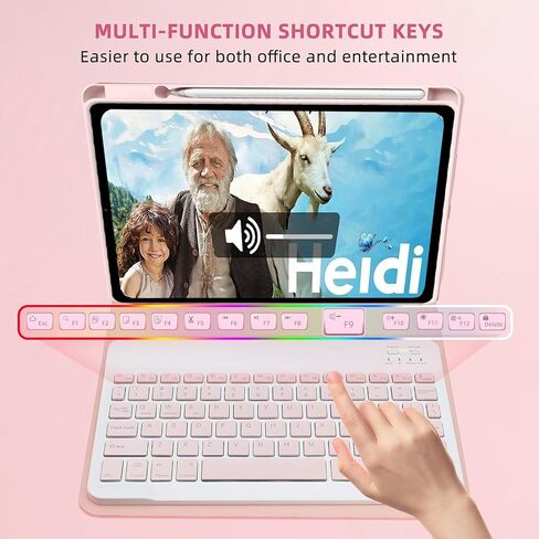 حالة لوحة المفاتيح لـ iPad 10th / A16 الجيل الحادي عشر 2022 / 2025-7 غطاء لوحة مفاتيح خلفية مع حامل قلم رصاص وفأرة (وردي) in Kuwait