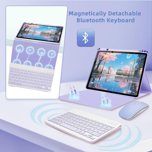 حالة لوحة المفاتيح لـ iPad 10th / A16 الجيل الحادي عشر 2022 / 2025-7 غطاء لوحة مفاتيح خلفية مع حامل قلم رصاص وفأرة (وردي) in Kuwait