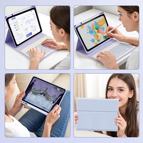Keyboard Case for iPad 10th / A16 11th Generation 2022/2025-7 Colors Backlit Keyboard Cover and Mouse (Pink) in Saudi Arabia