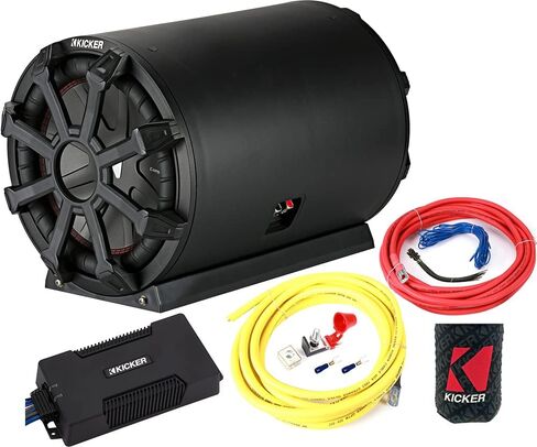 KICKER Subwoofer and Amp Package of 3 Items - 8" TB 600 Watt Loaded Subwoofer Enclosure 4-ohm, Class D Monoblock Amplifier, and 4AWG Power Wiring Kit in Saudi Arabia