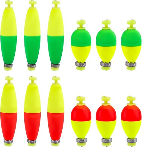 Boxob 12pcs fishing bobbers عوامات ، eva snap على bobbers مرجحة لصيد الأسماك باس كرابي بلوجل (شكل بيضاوي ، شكل سيجار) in Saudi Arabia