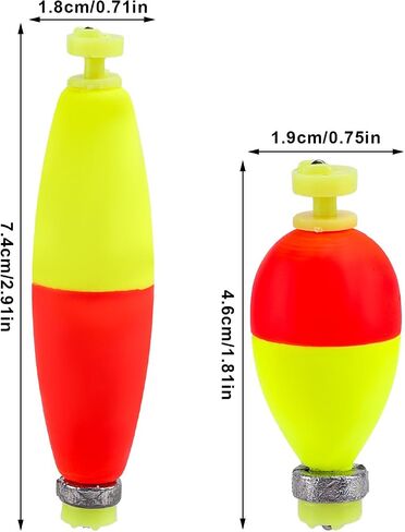 Boxob 12pcs fishing bobbers عوامات ، eva snap على bobbers مرجحة لصيد الأسماك باس كرابي بلوجل (شكل بيضاوي ، شكل سيجار) in Saudi Arabia