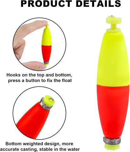 Boxob 12pcs fishing bobbers عوامات ، eva snap على bobbers مرجحة لصيد الأسماك باس كرابي بلوجل (شكل بيضاوي ، شكل سيجار) in Saudi Arabia
