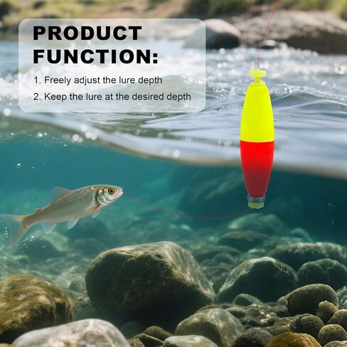 Boxob 12pcs fishing bobbers عوامات ، eva snap على bobbers مرجحة لصيد الأسماك باس كرابي بلوجل (شكل بيضاوي ، شكل سيجار) in Saudi Arabia