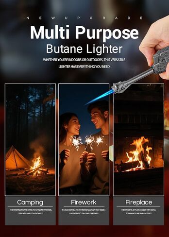 Long Torch Lighter with Extended Tip, Jet Flame Windproof Lighter Butane Refillable, 2 Pack Adjustable Butane Lighters for Candle Fireplace Camping BBQ Lighters Gift for Man Women (Without Fuel) in Saudi Arabia