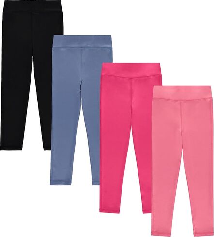 BTween Girls’ 4 Pack Leggings Set, Exercise, Sports Tights with Wide Waistband for Girls in Kuwait