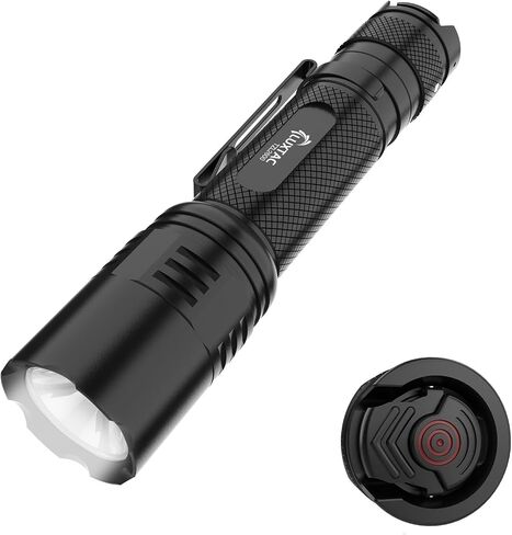 Zoomable Tactical Flashlight High Lumens-2600 LM Ultra Bright LED with 6 Modes,Zoomable,Dual Switches,110H Runtime,Memory Function,Waterproof,USB-C Rechargeable for Defense, Security,Outdoor&Emergency in Saudi Arabia