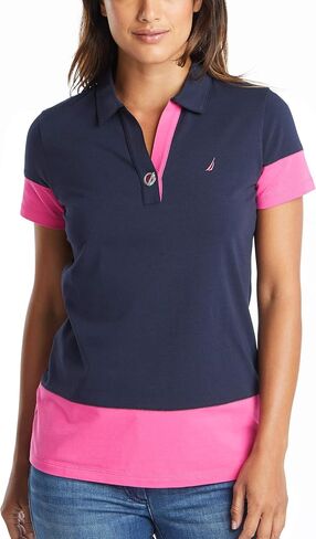 Nautica Women's Toggle Accent Short Sleeve Soft Stretch Cotton Polo Shirt in Saudi Arabia