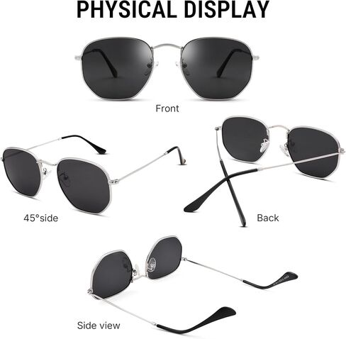 Pro Acme Polarized Hexagon Sunglasses for Women Men Polygon Sunnies Square Metal Frame in Saudi Arabia