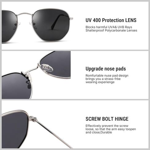 Pro Acme Polarized Hexagon Sunglasses for Women Men Polygon Sunnies Square Metal Frame in Saudi Arabia