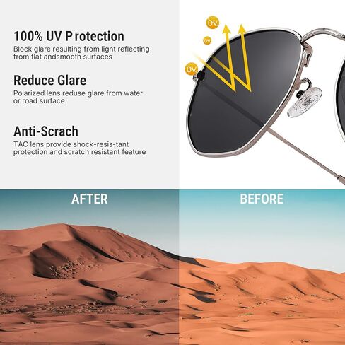 Pro Acme Polarized Hexagon Sunglasses for Women Men Polygon Sunnies Square Metal Frame in Saudi Arabia